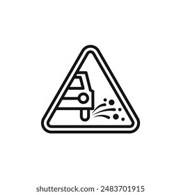 Loose chippings roadworks sign icon vector set collection for web