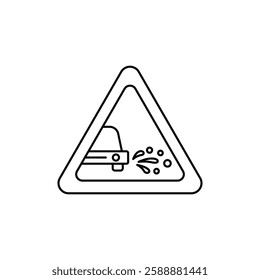 Loose chippings roadworks sign icon Vector logo set flat