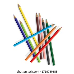 Loose Colored Pencils  - multicolored vector on white background