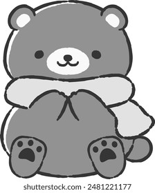 A loose and cute bear drawn by hand. Perfect for creating a rough and stylish impression. Vector illustration.