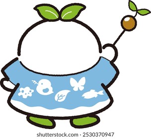 A loose and cute hand-drawn character illustration with a natural image. A rough and stylish impression. Vector illustration.