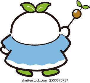 A loose and cute hand-drawn character illustration with a natural image. A rough and stylish impression. Vector illustration.