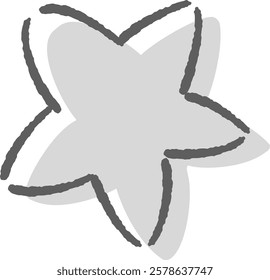 A loose and cute hand-drawn star mark. Perfect for creating a rough and stylish impression. Vector illustration.