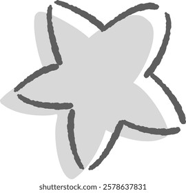 A loose and cute hand-drawn star mark. Perfect for creating a rough and stylish impression. Vector illustration.