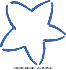 A loose and cute hand-drawn star mark. Perfect for creating a rough and stylish impression. Vector illustration.