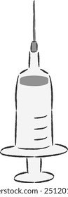 A loose and cute syringe drawn by hand. A rough and stylish impression. Vector illustration.