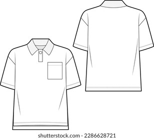 Loose Fit polo shirt fashion vector sketch, Apparel template