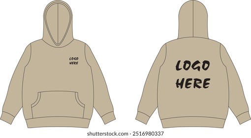 Lose Fit Pullover Kapuze isoliert mockup Design-Logo hier vollständig angepasst