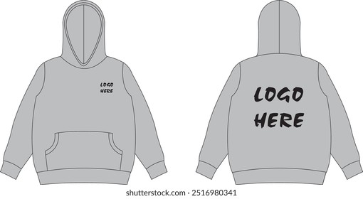 Loose fit pullover hoodie isolated mockup design logo here fully customized