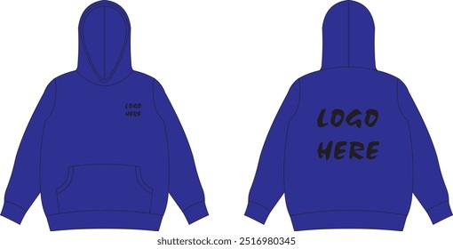 Loose fit pullover hoodie isolated mockup design logo here fully customized