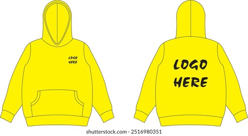 Loose fit pullover hoodie isolated mockup design logo here fully customized