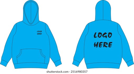 Loose fit pullover hoodie isolated mockup design logo here fully customized