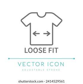 Loose Fit Tshirt Clothes Fit Fashion Vector Line Icon