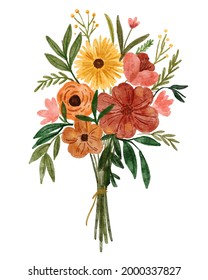 loose floral bouquet watercolor illustration