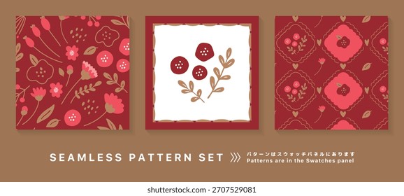 Suelta floral sin fisuras patrón material set_1