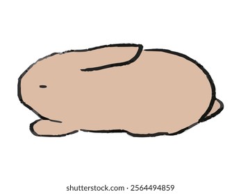 A loose hand-drawn illustration of a rabbit closing its eyes