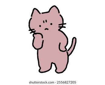 A loose hand-drawn illustration of a worried cat