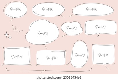 Loose hand-drawn speech bubble with fine line drawings