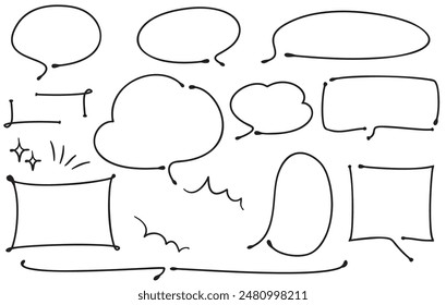 A loose handwritten speech bubble with a transparent background and line drawing