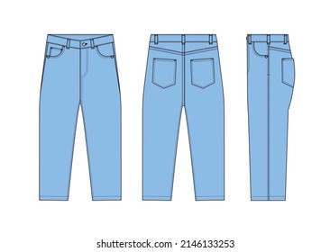 Loose jeans pants vector template illustration | blue