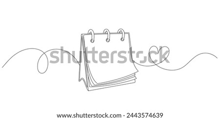 Loose leaf calendar line art stylr hand drawing. line art of calendar, memorable date, countdown, holiday, weekday and weekend