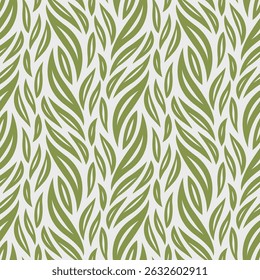 Loose Leaves - Seamless Pattern (Green, White) - Repeating Vector Image; Easily Editable; Endless Design; Colorful lIlustration. Print for Gift Paper, Packaging, etc.