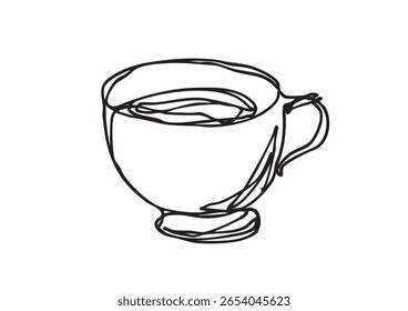 Linha solta arte café xícara ilustração