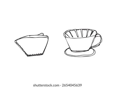 Filtro de café Trapezoide da arte da linha solta e ilustração do gotejador