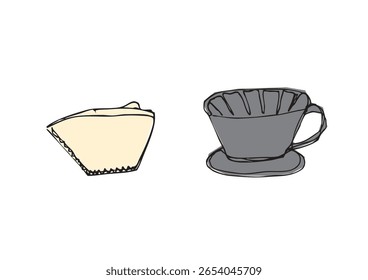 Filtro de café Trapezoide da arte da linha solta e ilustração do gotejador