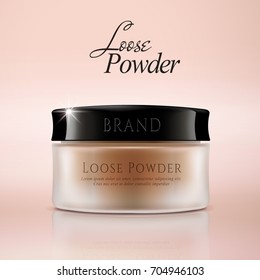 Loose powder mockup, cosmetic package design in 3d illustration, matte container