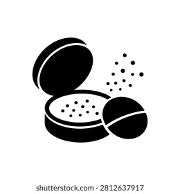 Loose Setting Powder Compact with Puff Icon Isolated On White Background
