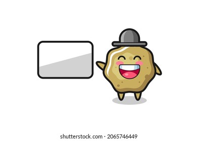 loose stools cartoon illustration doing a presentation , cute style design for t shirt, sticker, logo element