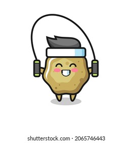 loose stools character cartoon with skipping rope , cute style design for t shirt, sticker, logo element