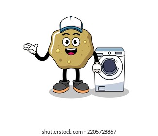 loose stools illustration as a laundry man , character design
