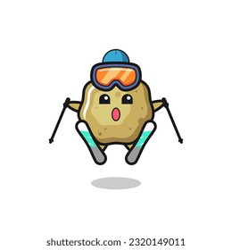 loose stools mascot character as a ski player , cute style design for t shirt, sticker, logo element