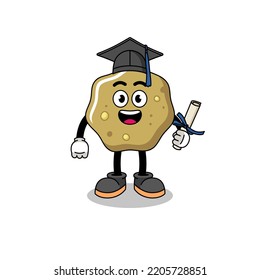 mascota de taburetes sueltas con pose para graduación , diseño de carácter