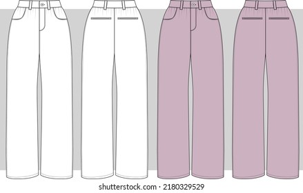 Loose Straight Wide Leg Pants flat sketch