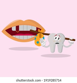 loose teeth cavity cartoon of vector illustration 