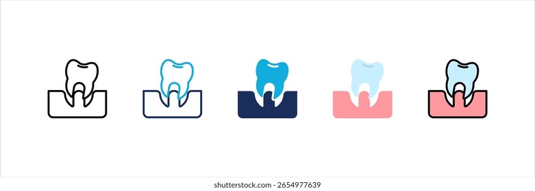 Conjunto de ícones de vários estilos de dente solto