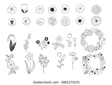 Loose touch flower illustration set