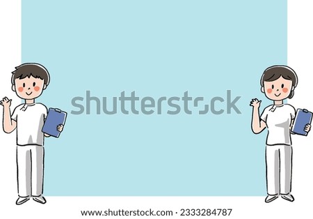 Loose touch Hand drawn style nurse male and female frame