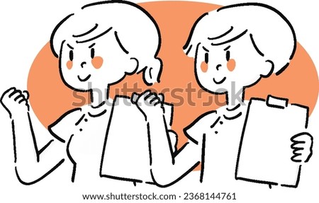Loose touch Hand drawn style guts pose Illustration of nurse man and woman Line art