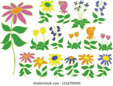 Loose vector sketch of fun flowers