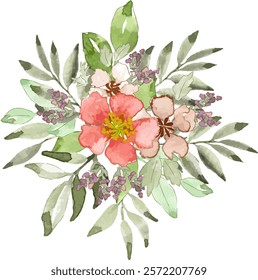 Loose watercolor hand painted floral arrangement vector art. Flower vector with watercolor style.