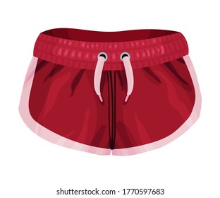 Loose-fitting Male Elastic Brief Sportive Shorts Isolated on White Background Vector Illustration
