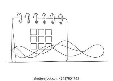 Ilustración vectorial de arte de línea continua de calendario de hojas sueltas.