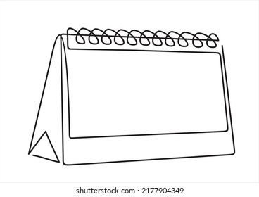 Loose-leaf calendar continuous line drawing. One line art of calendar, memorable date, countdown, holiday, weekday and weekend.