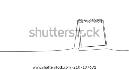 Loose-leaf calendar continuous line drawing. One line art of calendar, memorable date, countdown, holiday, weekday and weekend.