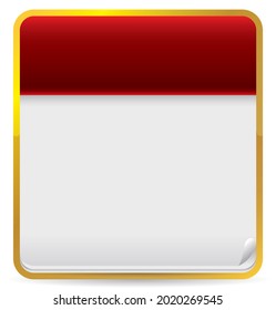 Loose-leaf calendar with empty paper over a golden square with rounded corners.