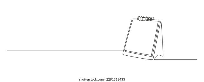 Loose-leaf calendar in one continuous line drawing. Symbol of memorable date and event day in simple linear style. Time planer concept in Editable stroke. Doodle contour vector illustration